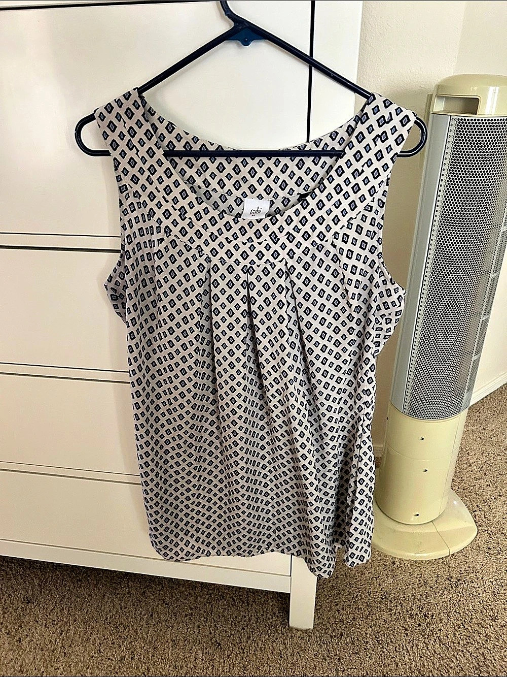 Cabi Cleo Foulard Diamond Print Sleeveless Top